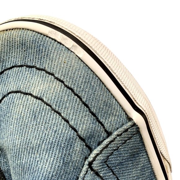 Vans Sneakers Womens Size 6 Blue Denim Acid Wash Patches High Top Skater Shoes - Picture 12 of 13